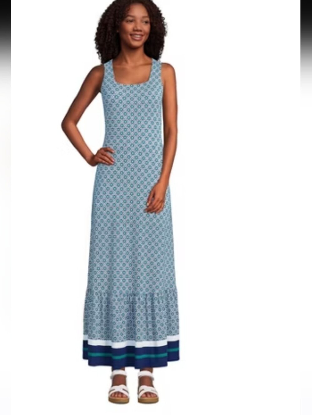 Lands' End cotton modal square-neck maxi dress Sz Large